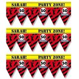 3x 50 Sarah party tape/markeerlinten waarschuwing 12 meter - VerSarahdag afzetlinten/markeerlinten feestartikelen