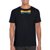 Zwart t-shirt met regenboog strikje heren  - LGBT/ Gay pride shirts