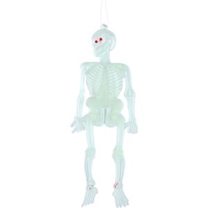 Horror skeletjes - 10x - glow in the dark - hangend - 14 cm - Halloween decoratie