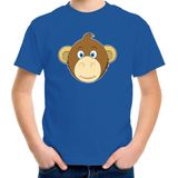 Cartoon aap t-shirt blauw voor jongens en meisjes - Kinderkleding / dieren t-shirts kinderen