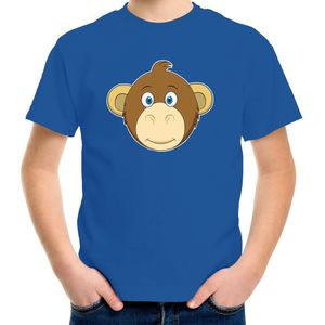 Cartoon aap t-shirt blauw voor jongens en meisjes - Kinderkleding / dieren t-shirts kinderen