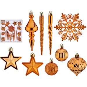 Krist+ kersthangers/ornamenten set - 32x stuks - oranje - kunststof