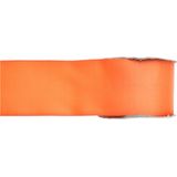 Satijn sierlint pakket - zwart/oranje - 2,5 cm x 25 meter - Hobby/decoratie/knutselen - 2x rollen