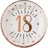 Verjaardag feest bekertjes en bordjes leeftijd - 40x - 18 jaar - rose goud - karton