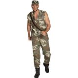 Boland Boland Carnaval verkleed Soldaten hoed/cap/petje - 4x - camouflage groen - volwassenen - Militairen/leger thema