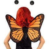 Vlinder verkleed set - vleugels en diadeem - oranje - kinderen - carnaval verkleed accessoires