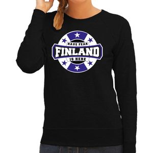 Have fear Finland is here sweater met sterren embleem in de kleuren van de Finse vlag - zwart - dames - Finland supporter / Fins elftal fan trui / EK / WK / kleding
