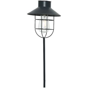 Buiten/tuin LED solar verlichting op pin grijs 65 cm - Tuinverlichting - Tuinlampen - Solarlampen op prikker