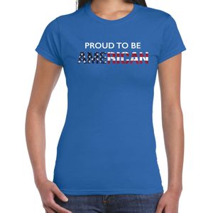 Amerika Proud to be American landen t-shirt - blauw - dames -  Amerika landen shirt  met Amerikaanse vlag/ kleding - WK / Olympische spelen outfit