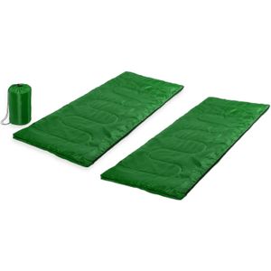 Set van 2x stuks groene kampeer 1 persoons slaapzakken dekenmodel 75 x 185 cm - Kamperen en outdoor artikelen kampeerslaapzakken