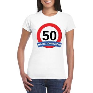 50 jaar and still looking good t-shirt wit - dames - verjaardag shirts