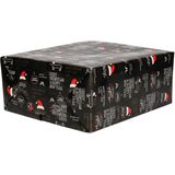 3x Rollen Kerst kadopapier print zwart  2,5 x 0,7 meter op rol 70 grams - Luxe papier kwaliteit cadeaupapier/inpakpapier - Kerstmis
