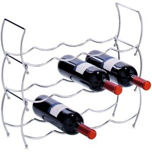 Luxe zilver wijnflessen rek/wijnrek stapelbaar voor 12 flessen 42 x 40 cm - Zeller - Keukenbenodigdheden - Woonaccessoires/decoratie - Wijnflesrekken/wijnflessenrekken/wijnrekken - Rek/houder voor wijnflessen
