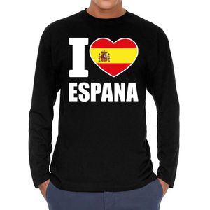 I love Espana supporter t-shirt met lange mouwen / long sleeves voor heren - zwart - Spanje landen shirtjes - Spaanse fan kleding heren