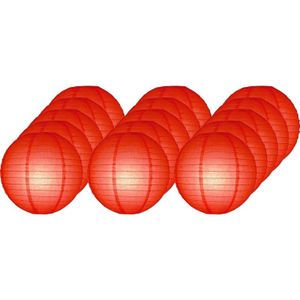 15x Luxe bol lampionnen rood 25 cm - Feestversiering/decoratie