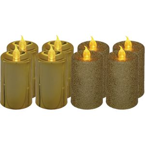 Feeric lights and christmas LED stompkaarsen - 8x - goud- 7,5 cm