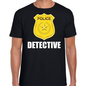 Detective police embleem t-shirt zwart voor heren - politie agent - verkleedkleding / kostuum