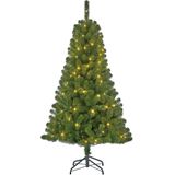 Groene kunst kerstboom/kunstboom met warm witte verlichting 120 cm - Kunstbomen/kunst kerstbomen