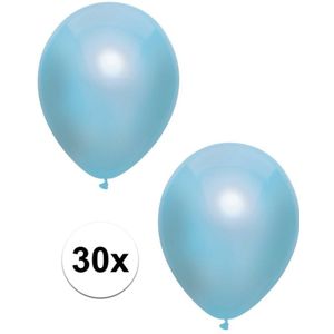 30x Blauwe metallic ballonnen 30 cm - Feestversiering/decoratie ballonnen blauw