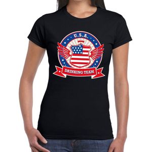 Zwart USA drinking team t-shirt zwart dames -  USA kleding