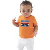 Oranje fan t-shirt voor baby / peuters - Holland met een Nederlands wapen - Nederland supporter - Koningsdag / EK / WK shirt