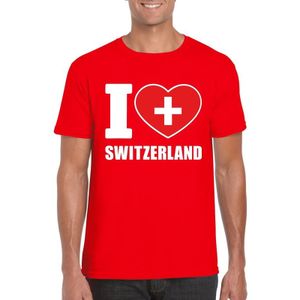 Rood I love Zwitserland/ Switzerland supporter shirt heren - Zwitsers t-shirt heren