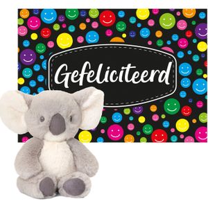 Keel toys - Cadeaukaart A5 Gefeliciteerd met superzacht knuffeldier koala 14 cm