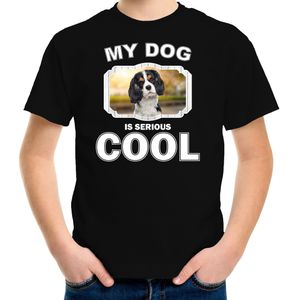 Spaniel honden t-shirt my dog is serious cool zwart - kinderen - Spaniels liefhebber cadeau shirt - kinderkleding / kleding