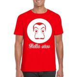 Rood Salvador Dali t-shirt maat XL - met La Casa de Papel masker voor heren - kostuum