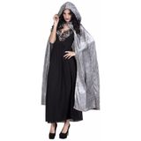 Grijze Halloween dames verkleed cape met capuchon  - Horror thema verkleedkleding