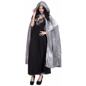 Grijze Halloween dames verkleed cape met capuchon  - Horror thema verkleedkleding