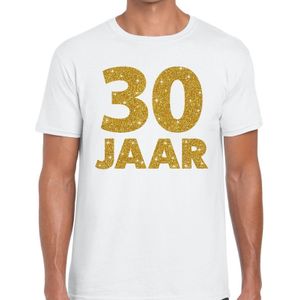 30 jaar goud glitter verjaardag t-shirt wit heren -  verjaardag / jubileum shirts