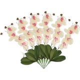 Set van 6x stuks roze/wit Orchidee/Phalaenopsis kunstplant takken 44 cm voor binnen -  kunstplanten/nepplanten/binnenplanten