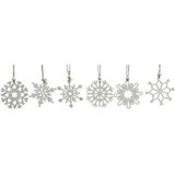 24x Houten sneeuwvlok kersthangers wit 6 cm - Kerstboomversiering