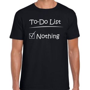Fout To Do list nothing t-shirt zwart voor heren - foute fun tekst shirt - liever lui dan moe