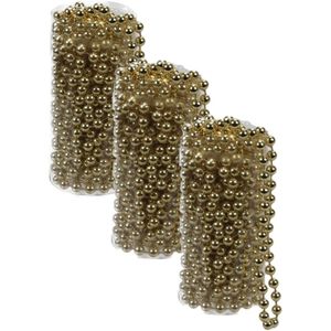 4x stuks kralenslingers kerstboom slingers/guirlandes goud 8 meter - Kerstversiering kerstslingers