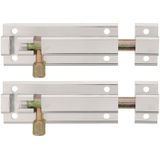 AMIG schuifslot/plaatgrendel - 4x - aluminium - 8 cm - zilver - deur - schutting - raam