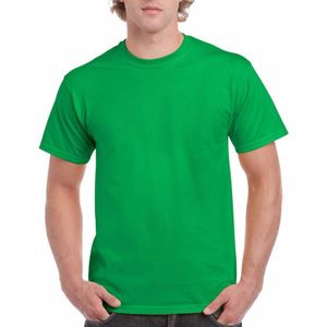 Set van 2x stuks fel groene katoenen t-shirts voor heren 100% katoen - zware 200 grams kwaliteit - Basic shirts, maat: S (36/48)