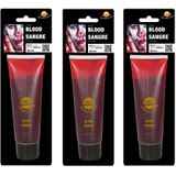 3x stuks tube vloeibaar horror nepbloed schmink 100 ml - Halloween verkleed accessoires/make-up