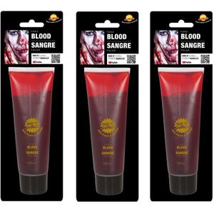 3x stuks tube vloeibaar horror nepbloed schmink 100 ml - Halloween verkleed accessoires/make-up