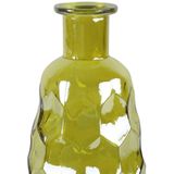 Countryfield Art Deco bloemenvaas - geel transparant - glas - fles vorm - D12 x H30 cm