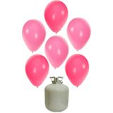 20x Helium ballonnen 27 cm roze/licht roze + helium tank/cilinder  - Meisje geboorte versiering - Babyshower