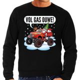 Foute Kersttrui / sweater - Santa op monstertruck / truck - vol gas ouwe - zwart voor heren - kerstkleding / kerst outfit