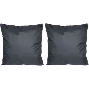 6x Bank/sier kussens voor binnen en buiten in de kleur zwart 45 x 45 cm - Tuin/huis kussens