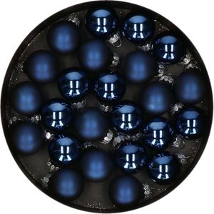Othmar Decorations mini kerstballen - 24x st - donkerblauw - glas - 2,5 cm