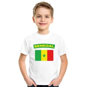 Senegal t-shirt met Senegalese vlag wit kinderen