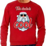 Foute Kersttrui / sweater -  Stoere kerstman - this dude is cool - rood voor heren - kerstkleding / kerst outfit