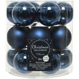 54x stuks kleine kerstballen donkerblauw (night blue) van glas 4 cm - mat/glans - Kerstboomversiering