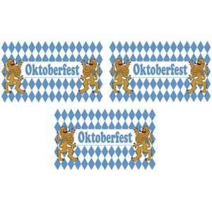 3x Oktoberfest vlaggen 90 x 150 cm - Bierfeest/beieren versiering - Wand/muur/deur decoratie