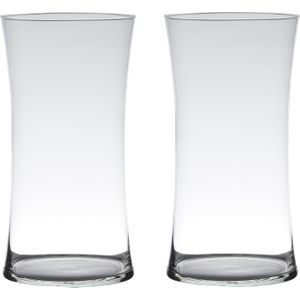 Set van 2x stuks transparante luxe stijlvolle vaas/vazen van glas 40 x 20 cm - Bloemen/boeketten vaas voor binnen gebruik